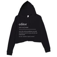 Funny Editor Definition Film Editor In Chief Video Editing Crop Fleece Hoodie