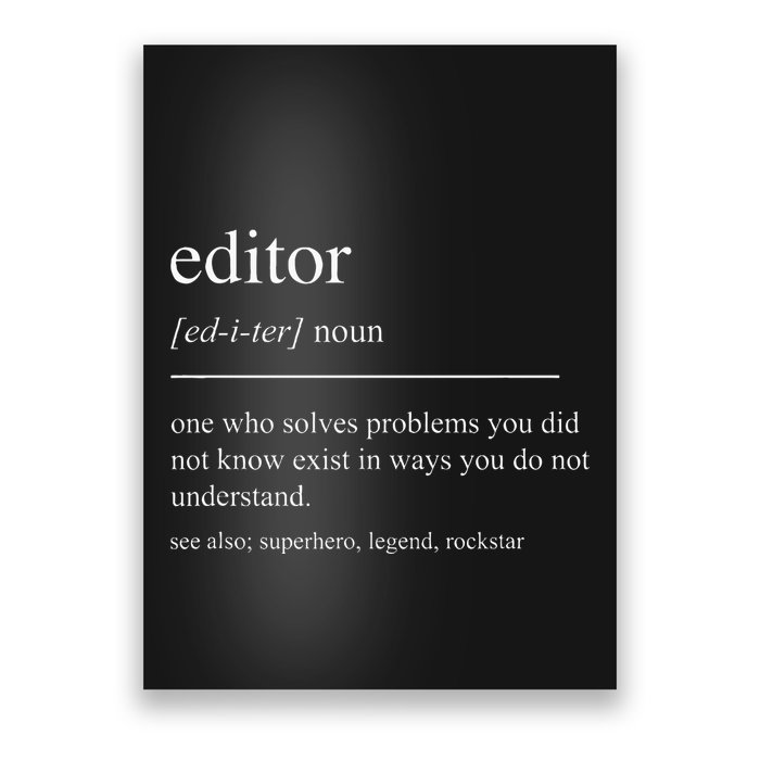 Funny Editor Definition Film Editor In Chief Video Editing Poster
