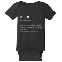 Funny Editor Definition Film Editor In Chief Video Editing Baby Bodysuit