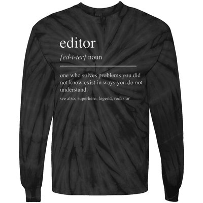 Funny Editor Definition Film Editor In Chief Video Editing Tie-Dye Long Sleeve Shirt