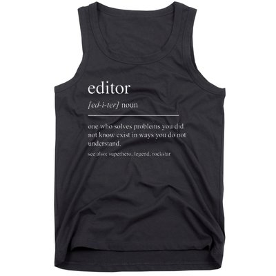 Funny Editor Definition Film Editor In Chief Video Editing Tank Top