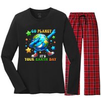 Funny Earth Day Go Planet ItS Your Earth Day 2024 Women's Long Sleeve Flannel Pajama Set 