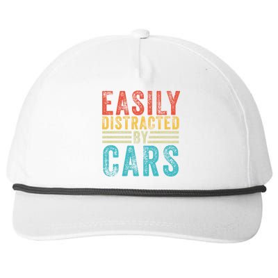 Funny Easily Distracted By Cars Auto Mechanic Racing Car Funny Gift Snapback Five-Panel Rope Hat