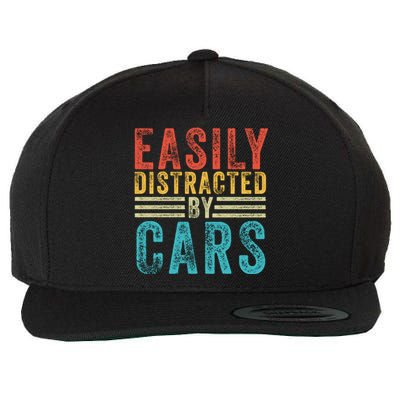 Funny Easily Distracted By Cars Auto Mechanic Racing Car Funny Gift Wool Snapback Cap