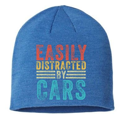 Funny Easily Distracted By Cars Auto Mechanic Racing Car Funny Gift Sustainable Beanie