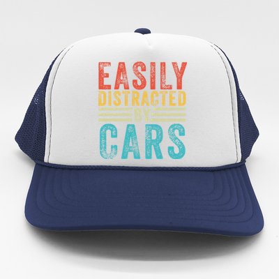 Funny Easily Distracted By Cars Auto Mechanic Racing Car Funny Gift Trucker Hat