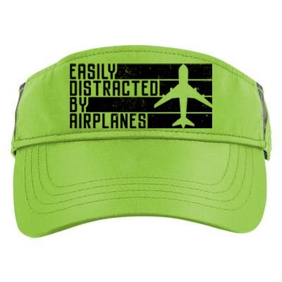 Funny Easily Distracted By Airplanes Aviation Pilot Plane Funny Gift Adult Drive Performance Visor