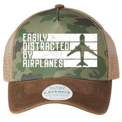 Funny Easily Distracted By Airplanes Aviation Pilot Plane Funny Gift Legacy Tie Dye Trucker Hat