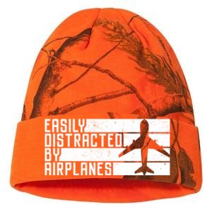 Funny Easily Distracted By Airplanes Aviation Pilot Plane Funny Gift Kati Licensed 12" Camo Beanie