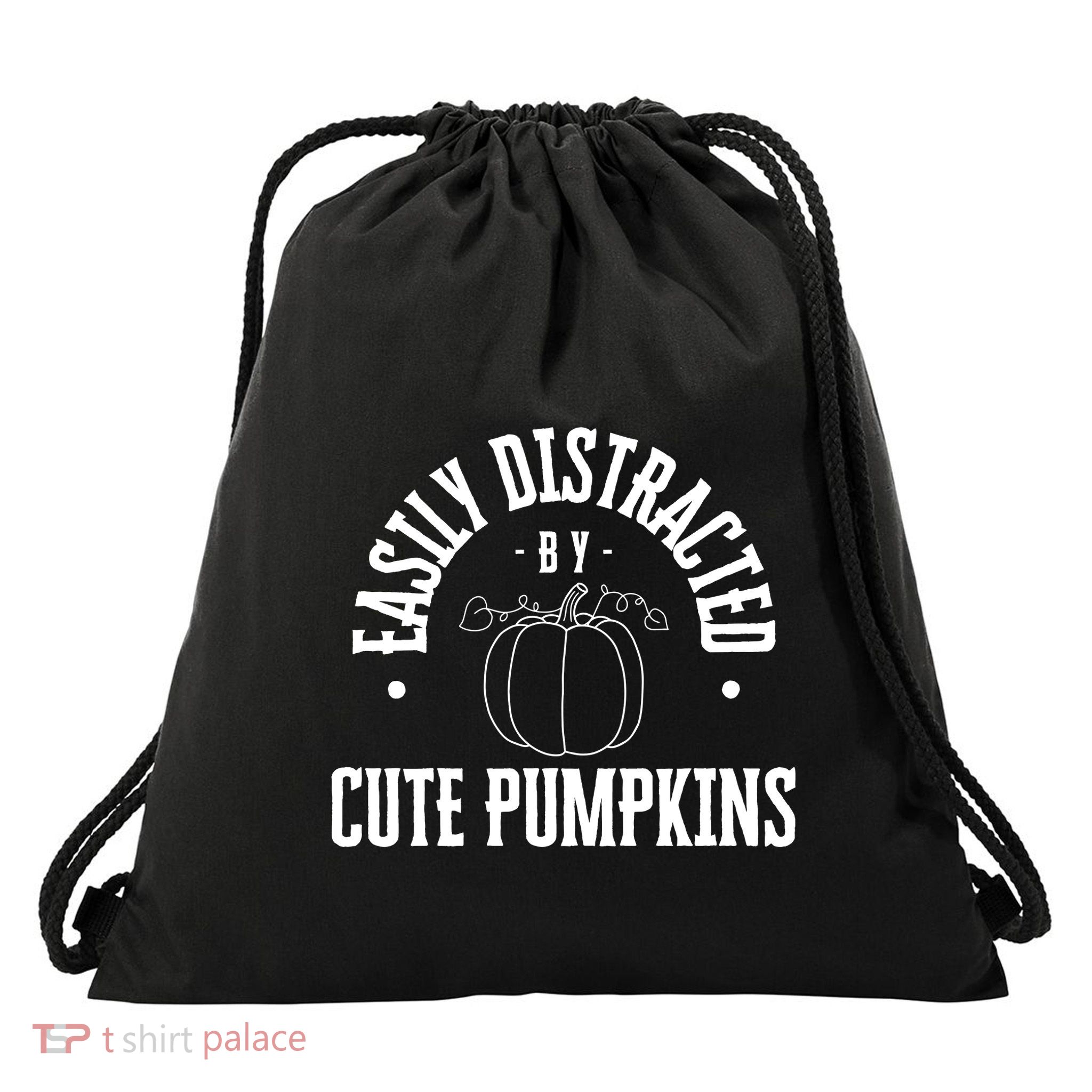 Funny Easily Distracted By Cute Pumpkins Fall Halloween Drawstring Bag