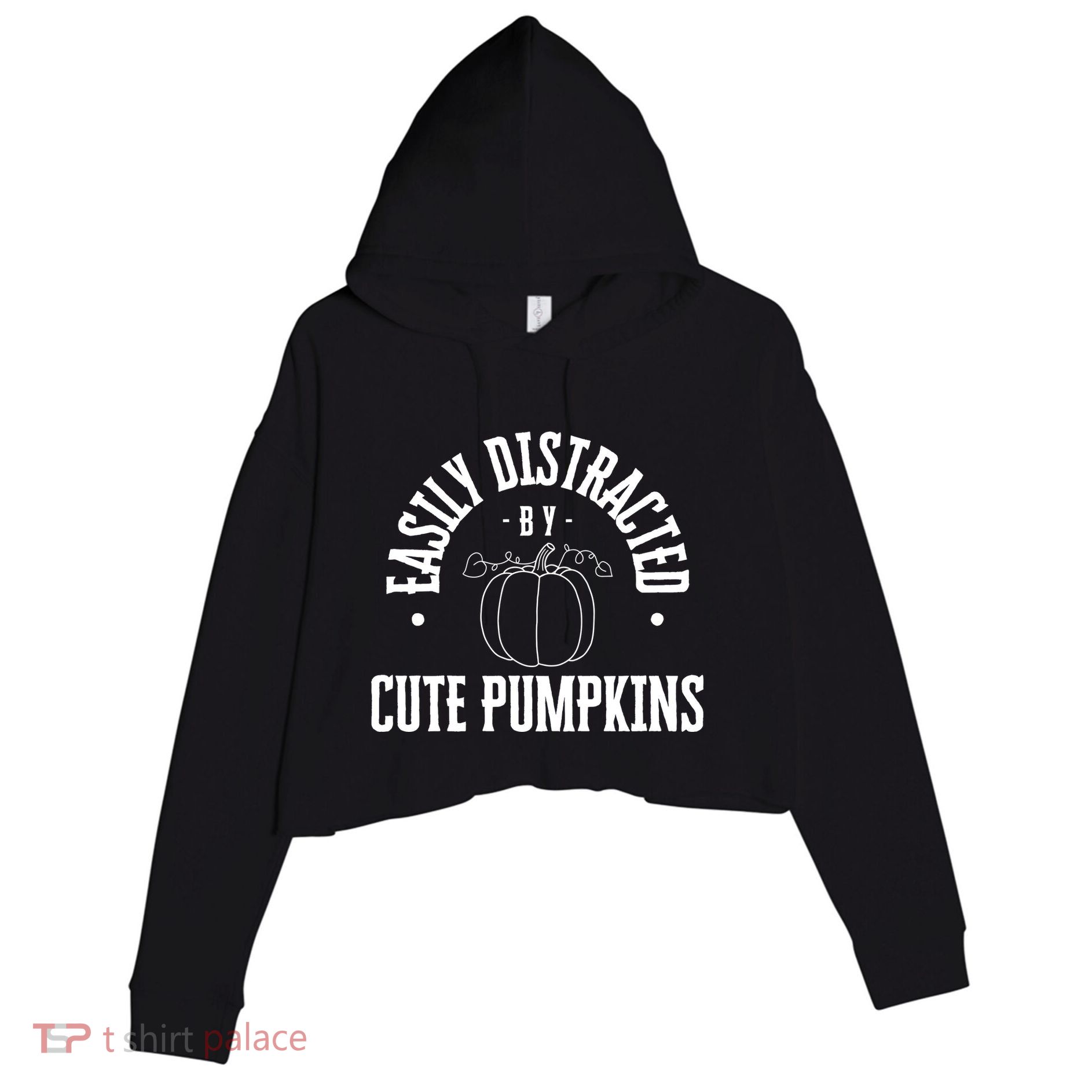 Funny Easily Distracted By Cute Pumpkins Fall Halloween Crop Fleece Hoodie