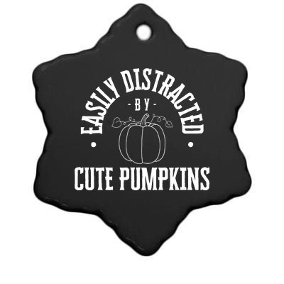 Funny Easily Distracted By Cute Pumpkins Fall Halloween Ceramic Star Ornament