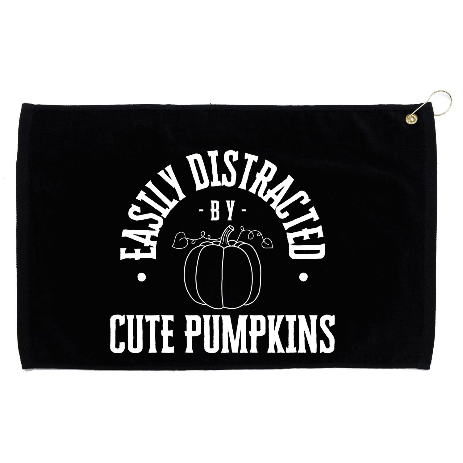 Funny Easily Distracted By Cute Pumpkins Fall Halloween Grommeted Golf Towel