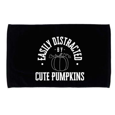 Funny Easily Distracted By Cute Pumpkins Fall Halloween Microfiber Hand Towel