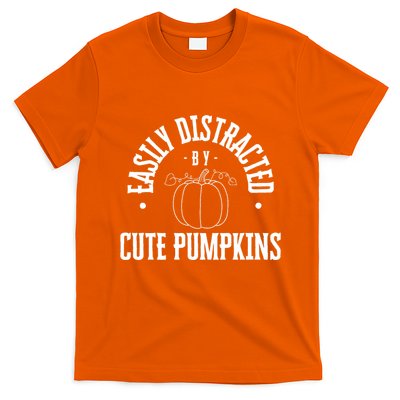 Funny Easily Distracted By Cute Pumpkins Fall Halloween T-Shirt