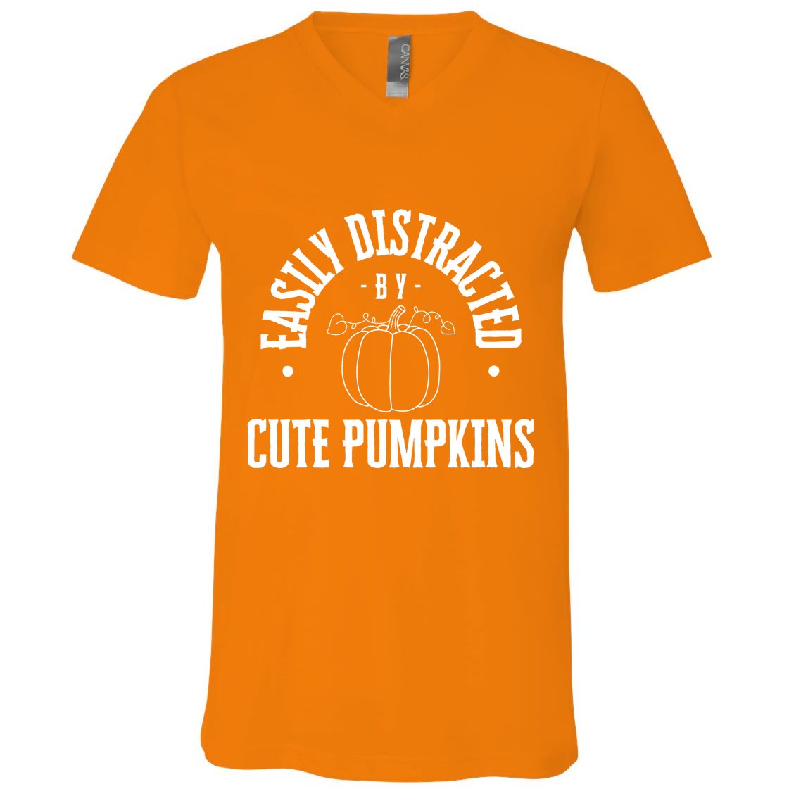 Funny Easily Distracted By Cute Pumpkins Fall Halloween V-Neck T-Shirt