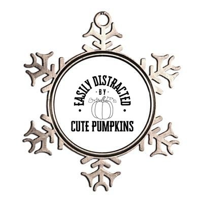 Funny Easily Distracted By Cute Pumpkins Fall Halloween Metallic Star Ornament