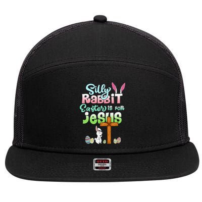 Funny Easter Day Silly Rabbit Easter Is For Jesus Christians 7 Panel Mesh Trucker Snapback Hat