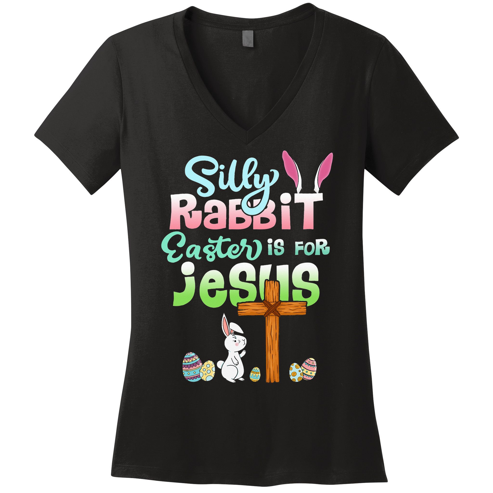 Funny Easter Day Silly Rabbit Easter Is For Jesus Christians Women's V-Neck T-Shirt