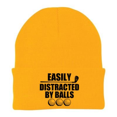 Funny Easily Distracted By Balls Golfing Fan Knit Cap Winter Beanie