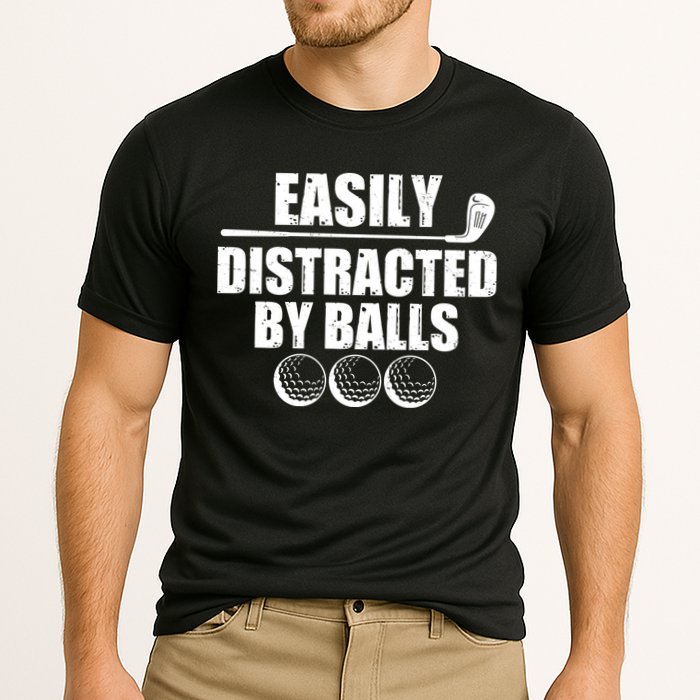Funny Easily Distracted By Balls Golfing Fan Performance Shirt
