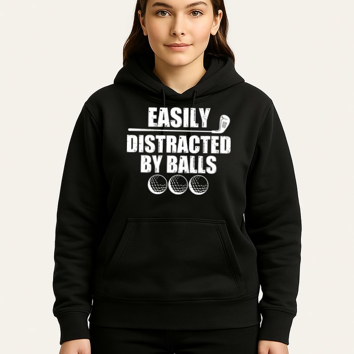 Funny Easily Distracted By Balls Golfing Fan Hoodie