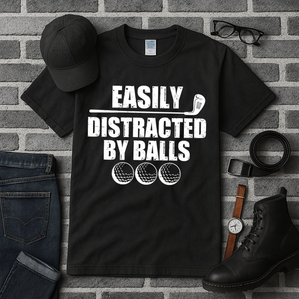 Funny Easily Distracted By Balls Golfing Fan Tall T-Shirt