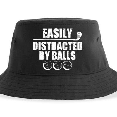 Funny Easily Distracted By Balls Golfing Fan Sustainable Bucket Hat