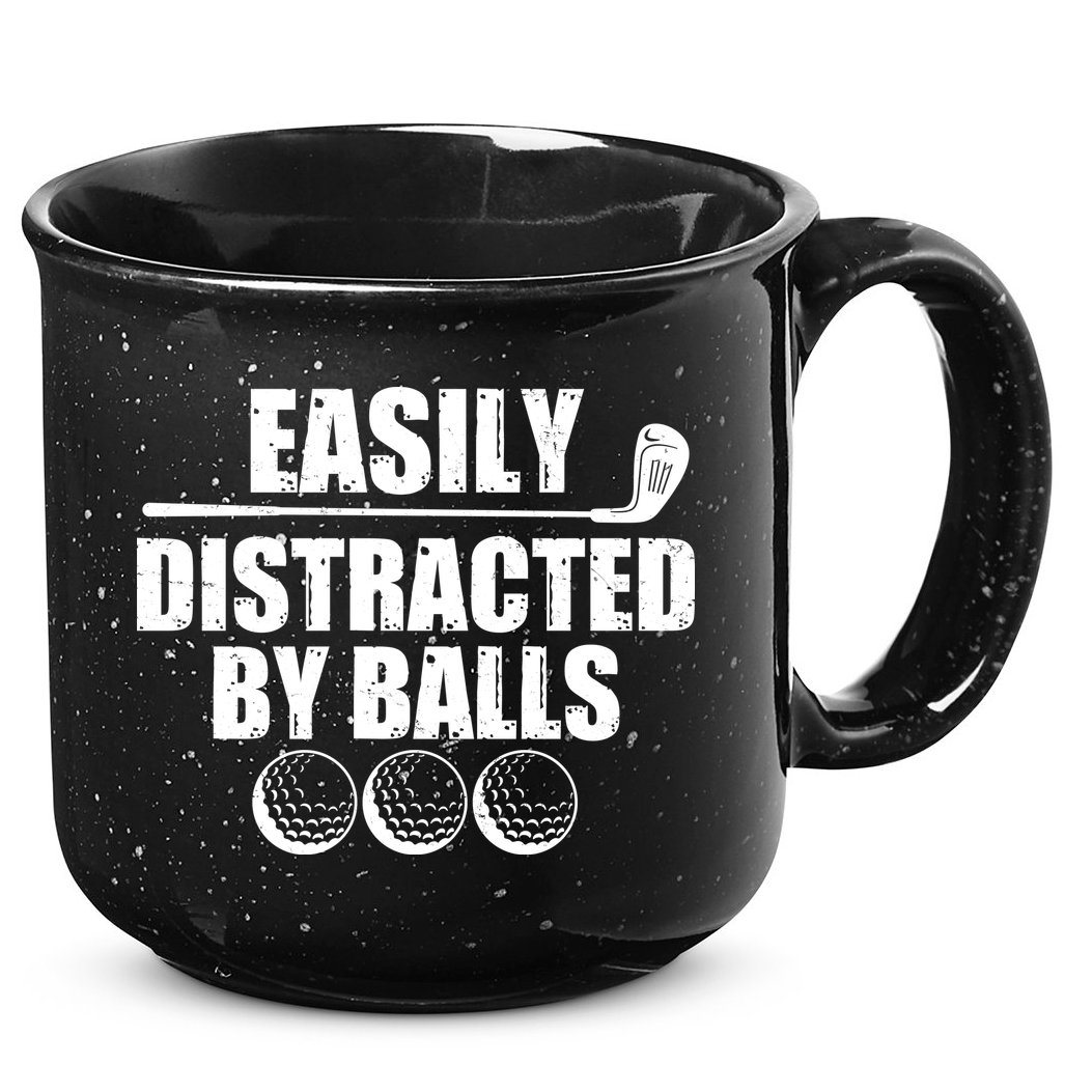 Funny Easily Distracted By Balls Golfing Fan 15oz Campfire Ceramic Mug