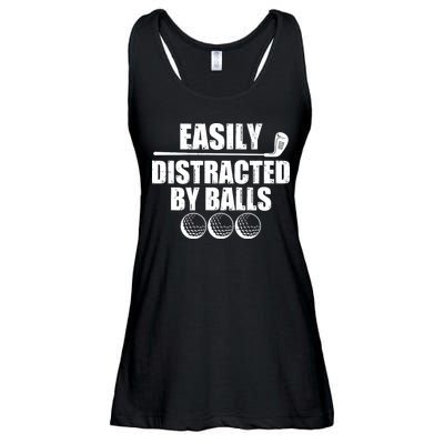Funny Easily Distracted By Balls Golfing Fan Ladies Essential Flowy Tank