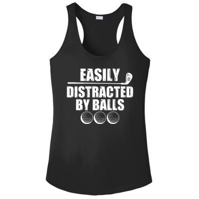 Funny Easily Distracted By Balls Golfing Fan Ladies PosiCharge Competitor Racerback Tank