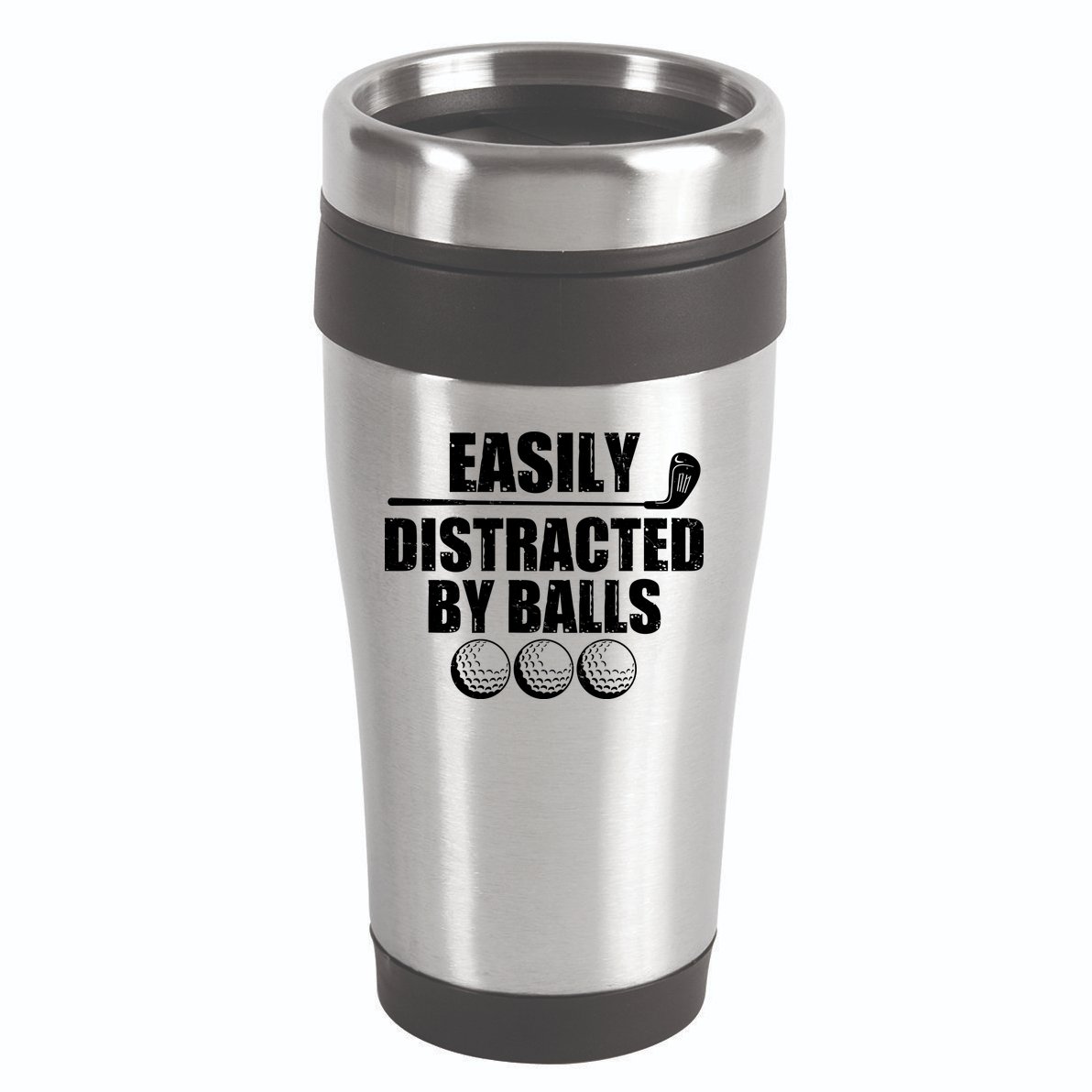 Funny Easily Distracted By Balls Golfing Fan 16oz Travel Tumbler