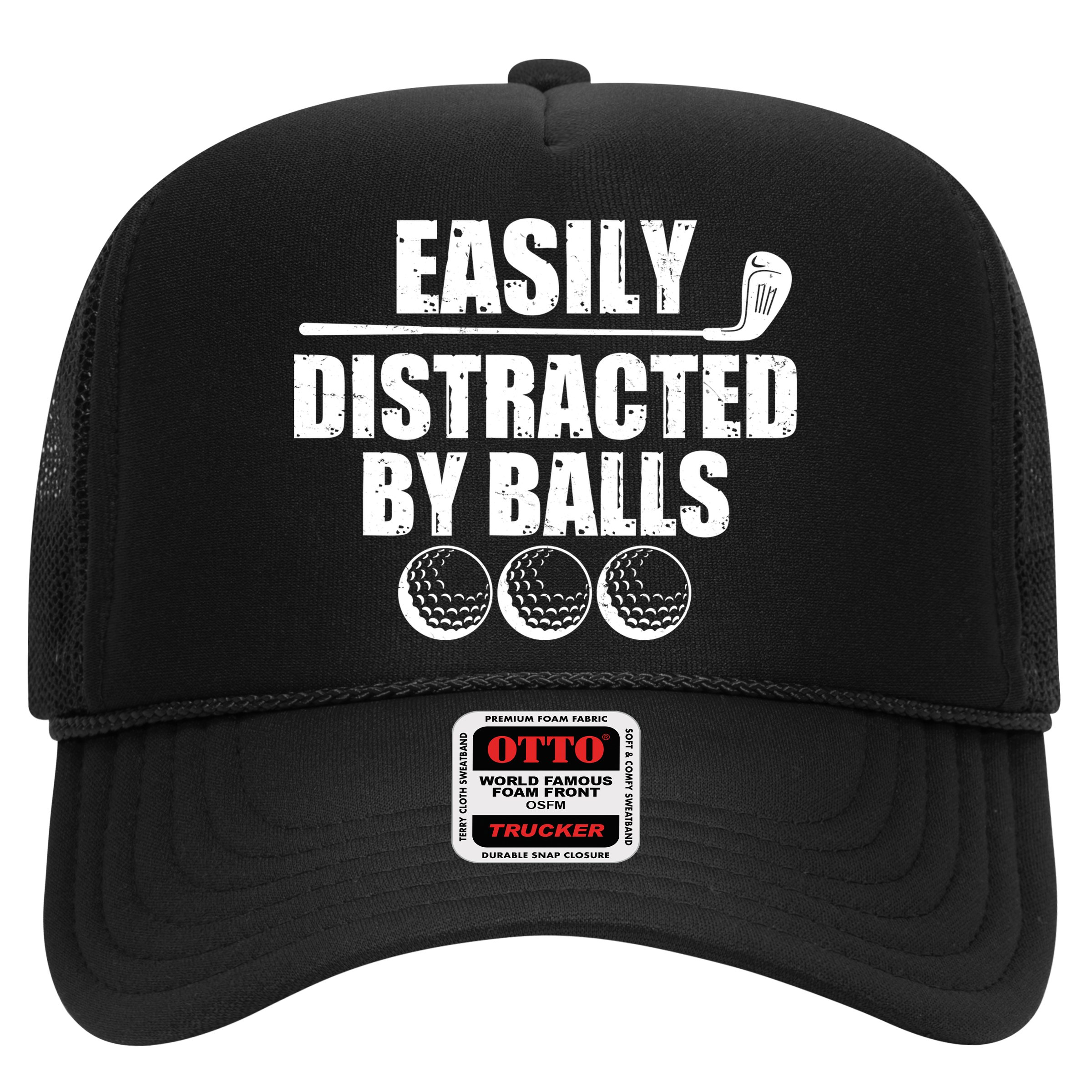 Funny Easily Distracted By Balls Golfing Fan Hat