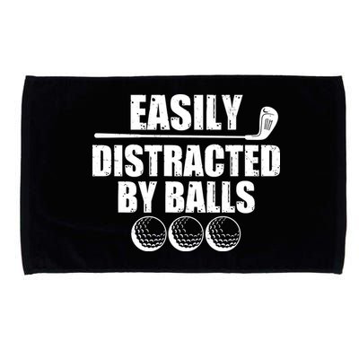 Funny Easily Distracted By Balls Golfing Fan Microfiber Hand Towel