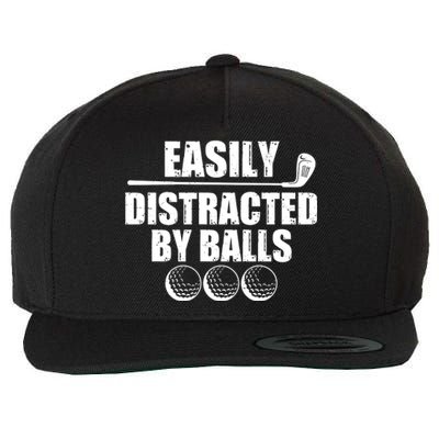 Funny Easily Distracted By Balls Golfing Fan Wool Snapback Cap