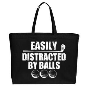 Funny Easily Distracted By Balls Golfing Fan Cotton Canvas Jumbo Tote