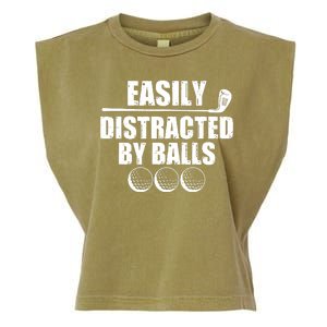 Funny Easily Distracted By Balls Golfing Fan Garment-Dyed Women's Muscle Tee