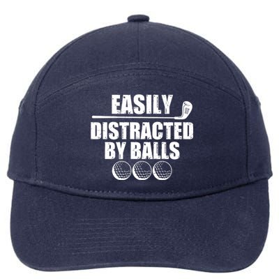 Funny Easily Distracted By Balls Golfing Fan 7-Panel Snapback Hat