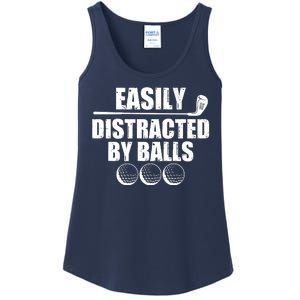 Funny Easily Distracted By Balls Golfing Fan Ladies Essential Tank