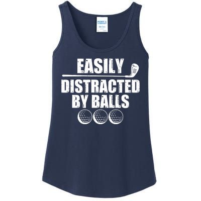 Funny Easily Distracted By Balls Golfing Fan Ladies Essential Tank