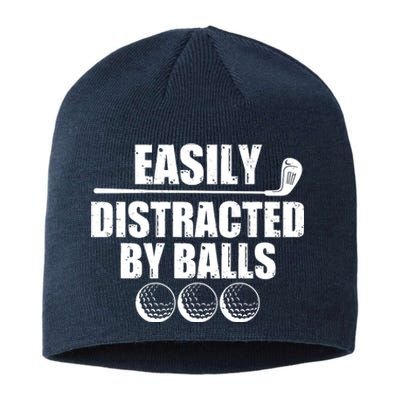 Funny Easily Distracted By Balls Golfing Fan Sustainable Beanie