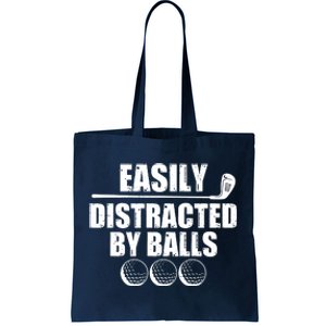 Funny Easily Distracted By Balls Golfing Fan Tote Bag