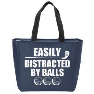 Funny Easily Distracted By Balls Golfing Fan Zip Tote Bag