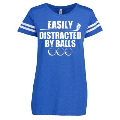 Funny Easily Distracted By Balls Golfing Fan Enza Ladies Jersey Football T-Shirt