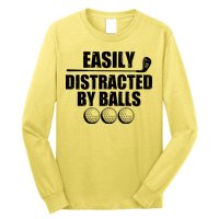 Funny Easily Distracted By Balls Golfing Fan Long Sleeve Shirt