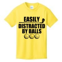 Funny Easily Distracted By Balls Golfing Fan Kids T-Shirt