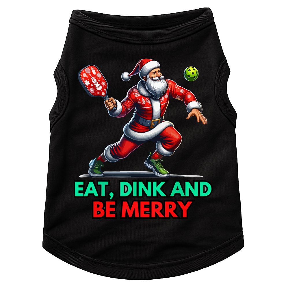 Funny Eat Dink Be Merry Santa Claus Pickleball Christmas Gift For Xmas Doggie Tank