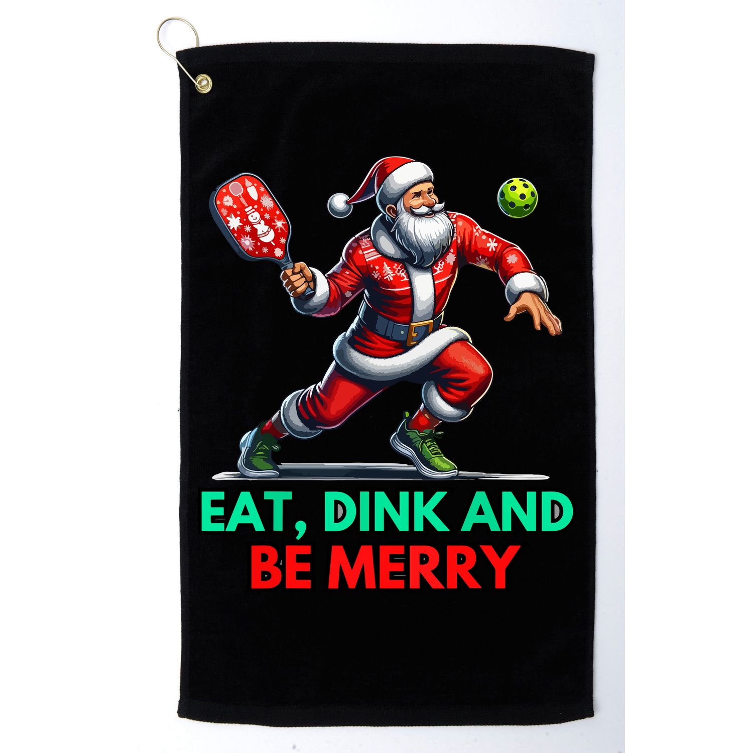 Funny Eat Dink Be Merry Santa Claus Pickleball Christmas Gift For Xmas Golf Towel