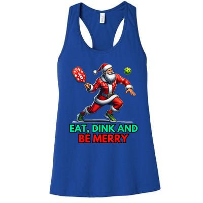 Funny Eat Dink Be Merry Santa Claus Pickleball Christmas Gift For Xmas Women's Racerback Tank