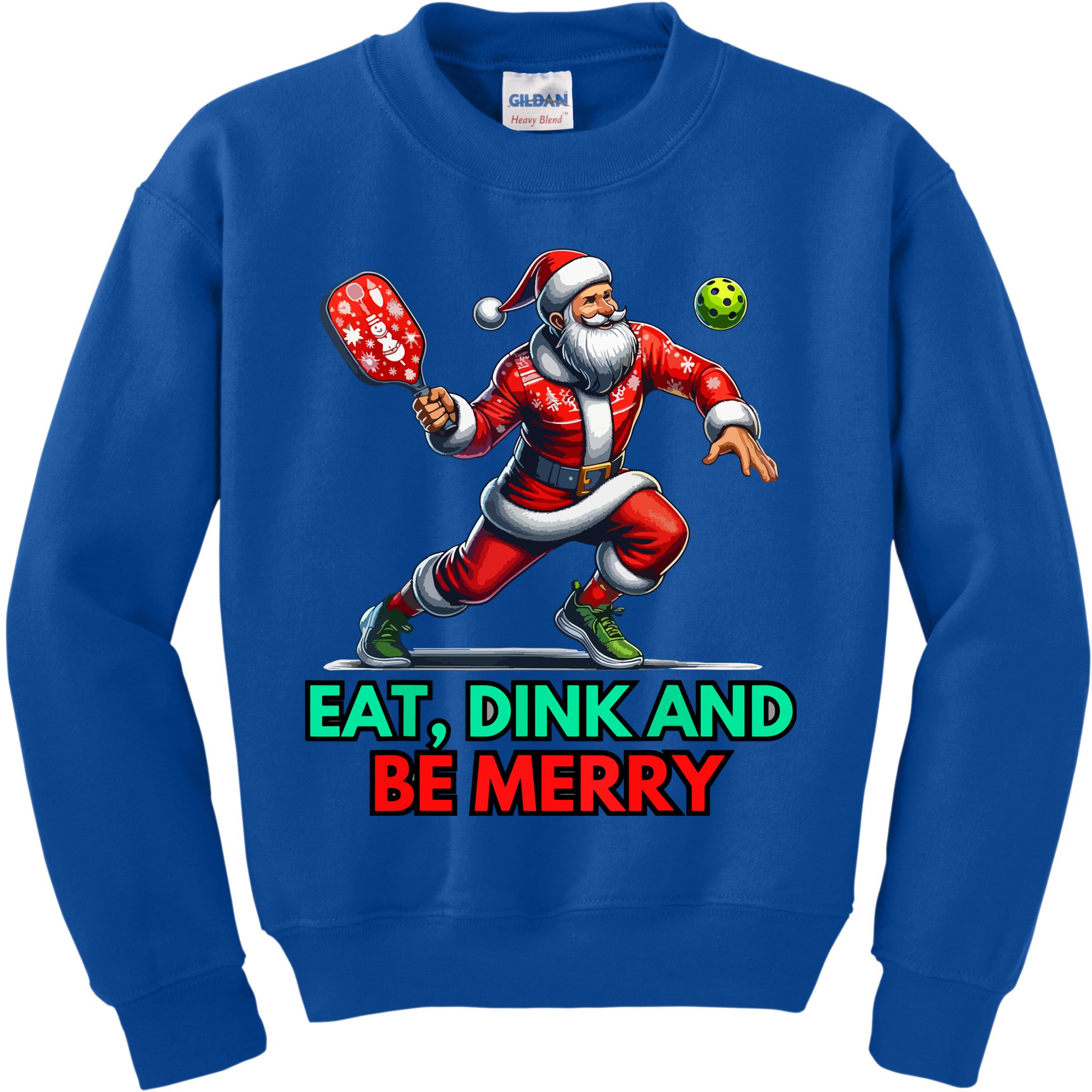 Funny Eat Dink Be Merry Santa Claus Pickleball Christmas Gift For Xmas Kids Sweatshirt